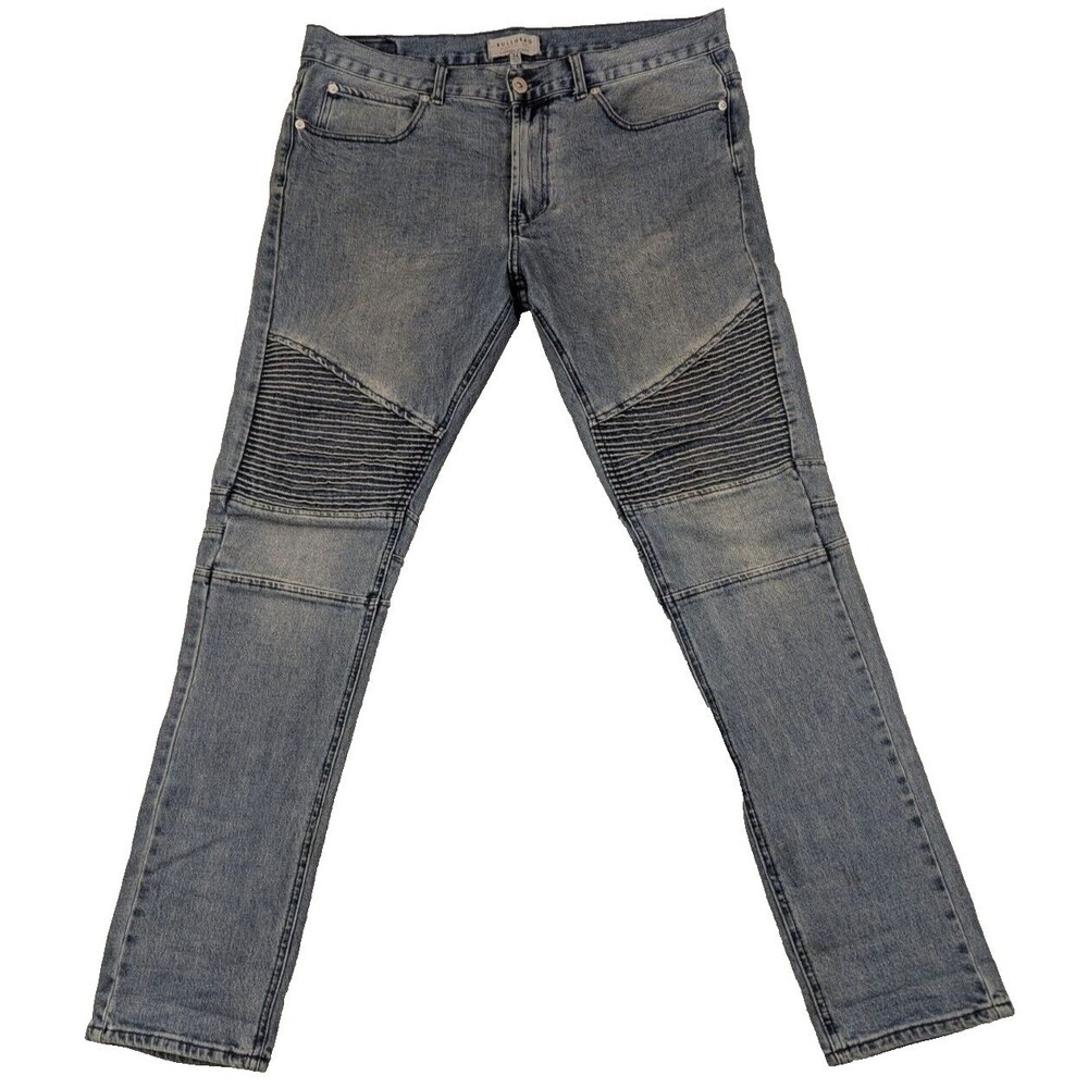 Bullhead Mens Jeans Stacked Skinny Moto 38x31 Tag 34 Blue Stretch Denim